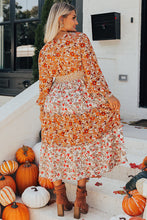 Load image into Gallery viewer, Khaki Plus Size Floral Tiered Ruffle Maxi Dress
