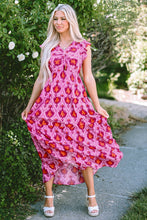 Cargar imagen en el visor de la galería, Bonbon Retro Print Twisted Front Ruffled Sleeve Maxi Dress
