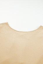 Load image into Gallery viewer, Apricot Sequin Patchwork Sleeve Open Back Waffle Knit Top
