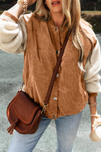 Cargar imagen en el visor de la galería, Buckskin Corduroy Fleece Patchwork Buttoned Bomber Jacket
