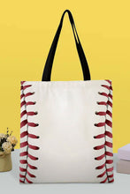 Cargar imagen en el visor de la galería, White Baseball Print Canvas Tote Bag
