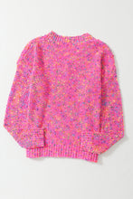 Cargar imagen en el visor de la galería, Dark Pink Colorful Spots Knitted V Neck Casual Sweater
