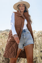 Cargar imagen en el visor de la galería, Coffee Longline Quilted Stand Collar Puffer Vest
