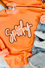 Load image into Gallery viewer, Grapefruit Orange Spooky Graphic Halloween Crew Neck Holiday Sweatshirt
