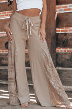 Load image into Gallery viewer, Smoke Gray Boho Lace Patchwork Wide Leg High Waist Pants
