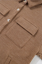 Load image into Gallery viewer, Dark Khaki Solid Color Corduroy Buttoned Long Sleeve Shacket
