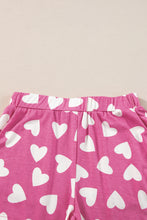 Load image into Gallery viewer, Pink Valentine Heart Shape Print Long Sleeve Top Shorts Lounge Set
