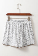 Load image into Gallery viewer, White Leopard Elastic Waist Lace up Contrast Trim Casual Shorts
