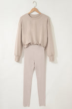 Load image into Gallery viewer, Jet Stream Solid Color Oversize Slit Sweatshirt Ribbed Leggings 2pcs Set
