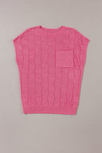 Cargar imagen en el visor de la galería, Bright Pink Lattice Textured Knit Short Sleeve Top
