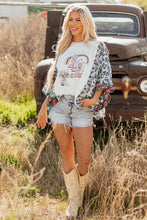 Load image into Gallery viewer, Multicolour Asymmetric Printed Patchwork Sleeve Peace Desert Graphic Top
