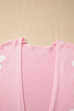 Cargar imagen en el visor de la galería, Pink Floral Print Knitted Open Front Loose Cardigan
