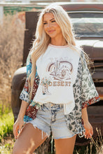 Load image into Gallery viewer, Multicolour Asymmetric Printed Patchwork Sleeve Peace Desert Graphic Top
