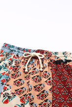 Cargar imagen en el visor de la galería, Multicolor Boho Patchwork Print Drawstring Wide Leg Pants
