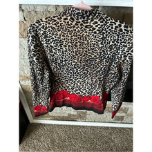 Load image into Gallery viewer, Mesmerize Leopard Print Red-Accent Bling Women's Blazer Jacket Zip Up
