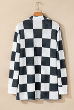 Cargar imagen en el visor de la galería, Black Checkered Waffle Knit Thumbhole Open Front Cardigan
