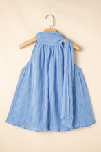Load image into Gallery viewer, Myosotis Textured Pleated Tied Mock Neck Flowy Tank Top
