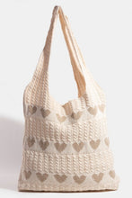 Cargar imagen en el visor de la galería, Fame Contrast Heart Crochet Tote Bag
