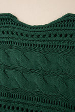 Cargar imagen en el visor de la galería, Blackish Green Hollow-out Cable Knit Cropped Sweater
