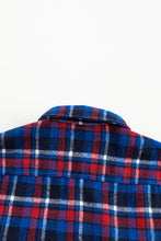 Cargar imagen en el visor de la galería, Navy Blue Plaid Flap Pocket Button Up Shacket
