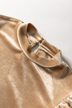 Cargar imagen en el visor de la galería, Light French Beige Frilly Puff Sleeve Mock Neck Blouse
