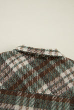 Load image into Gallery viewer, Mist Green Plaid Print Chest Pockets Turn Down Collar Shacket
