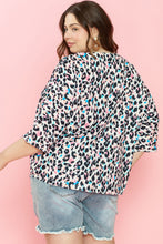 Cargar imagen en el visor de la galería, Brown Leopard Print V Neck Batwing Sleeve Plus Size Top
