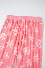 Load image into Gallery viewer, Pink Christmas Snowflake Print Two Piece Loungewear
