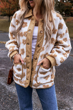 Load image into Gallery viewer, Light French Beige Cute Flower Pattern Button Up Fleece Jacket
