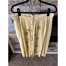 Load image into Gallery viewer, Vintage 80s Boho Button-Front Yellow Lace Midi Skirt
