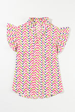 Cargar imagen en el visor de la galería, Multicolour Chevron Print Ruffled Sleeve Blouse
