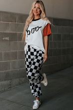 Cargar imagen en el visor de la galería, Black Checkerboard Elastic Waist Pocketed Joggers
