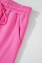 Cargar imagen en el visor de la galería, Bright Pink Solid Seamed Zipper Jacket and Drawstring Waist Pants Set
