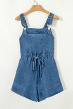 Load image into Gallery viewer, Sky Blue Buckle Straps Bib Style Tied Backless Flared Denim Overall
