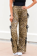 Load image into Gallery viewer, Brown Leopard Print Bow Tie Drawstring Elastic Waist Loose High Waist Pants
