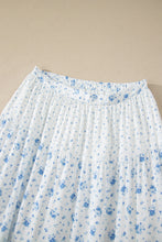Cargar imagen en el visor de la galería, Sky Blue High Waist Tiny Floral Print Boho Maxi Skirt
