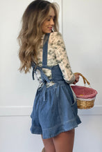 Load image into Gallery viewer, Sky Blue Buckle Straps Bib Style Tied Backless Flared Denim Overall
