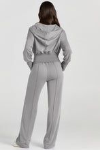 Load image into Gallery viewer, Gray Double Zipper Hooded Jacket and Sweatpants Active Set
