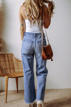 Load image into Gallery viewer, Ashleigh Blue Distressed Raw Hem Straight Leg High Waist Jeans
