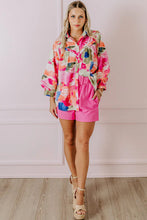 Load image into Gallery viewer, Rose Abstract Print Ruffled Puff Sleeve Shirt
