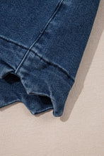 Load image into Gallery viewer, Sail Blue Scalloped Hemline Acid Wash High Waist Denim Shorts
