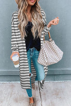 Cargar imagen en el visor de la galería, Black Stripe Print Open Front Duster Cardigan
