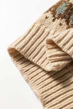 Load image into Gallery viewer, Khaki Western Pattern Knitted Button V Neck Cardigan Sweater
