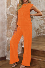 Load image into Gallery viewer, Orange Textured Tank Top and Wide Leg Pants Set
