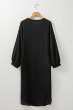 Load image into Gallery viewer, Black 3/4 Sleeve Button Up Long Kimono
