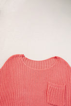 Cargar imagen en el visor de la galería, Fresh Salmon Rolled Cuffs Loose Knit Tee with Slits
