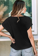 Cargar imagen en el visor de la galería, Black Cowl Neck Bat Sleeve T Shirt
