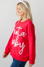 Cargar imagen en el visor de la galería, Fiery Red Christmas Santa Baby Tinsel Graphic Sweatshirt
