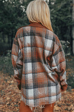 Cargar imagen en el visor de la galería, Cinnamon Plaid Corduroy Patchwork Chest Pocket Shacket
