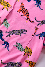 Load image into Gallery viewer, Pink Cheetah Print Short Sleeve Shirt and Pants Lounge Set
